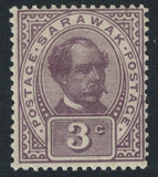 c1899 SC38 3c Sarawak Dull Purple Good Cat Value. Selling as U/M (334) T67
