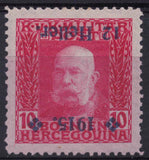 1914 Bosnia & Herzegovina Carmine 12h on 10h Surcharge Inverted Error (RW864)392
