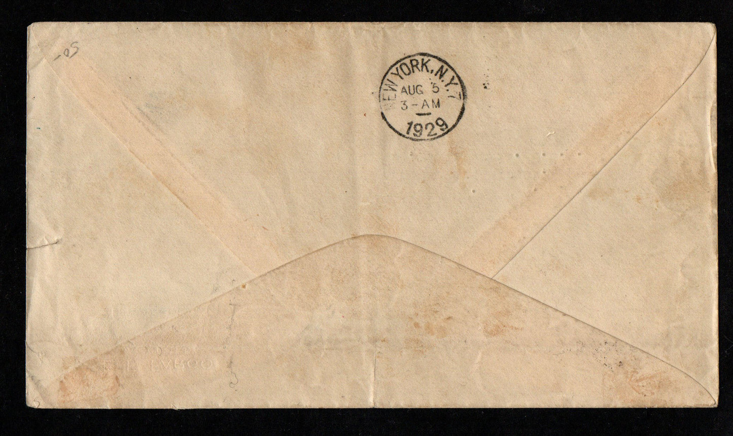 1929 Zeppelin 2nd Flight Cover. Flight delayed due to first flight being abandoned. Please see images