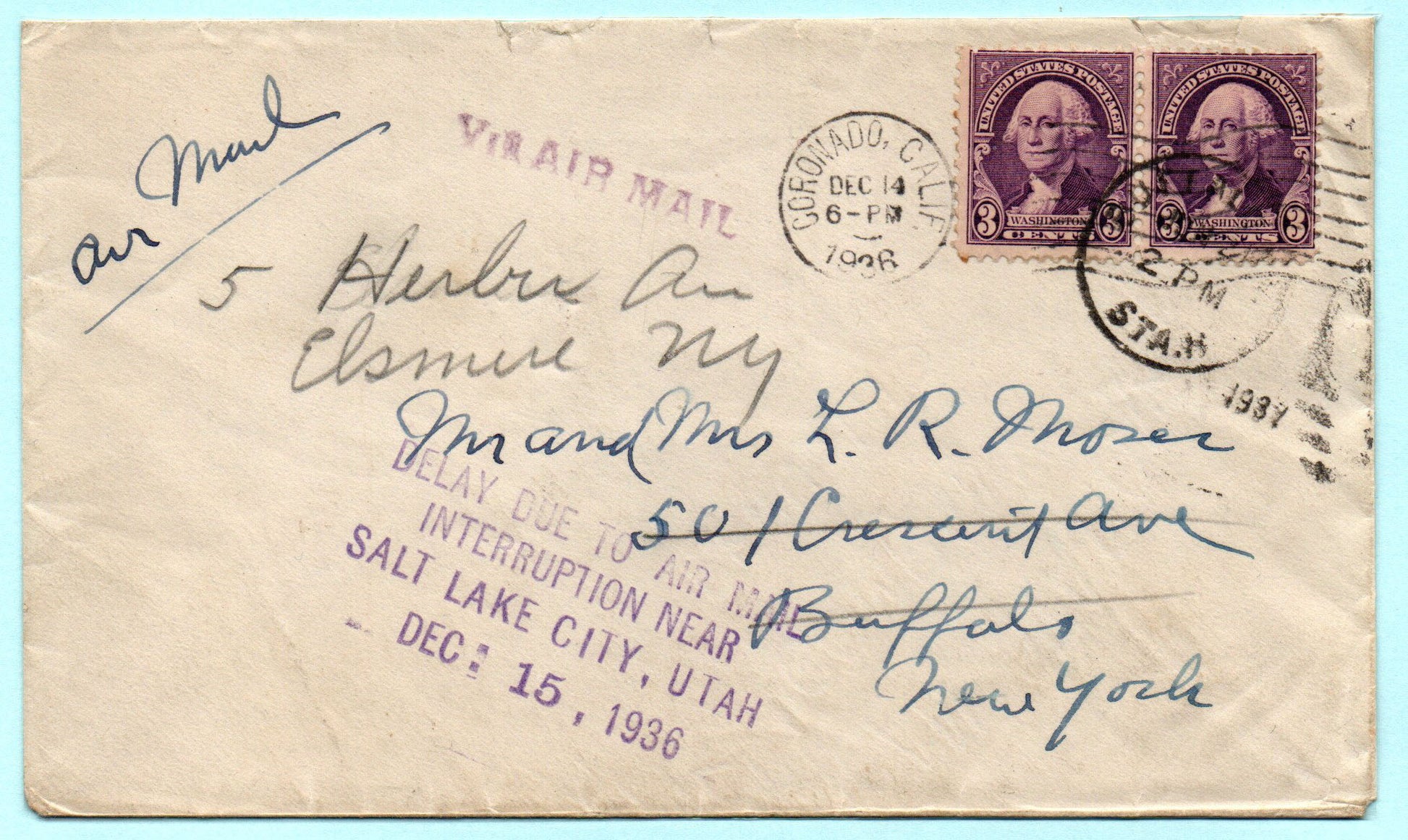 1936 Crash Mail Coronado - New York Western Express Boeing 247D Crew and Passengers all Killed