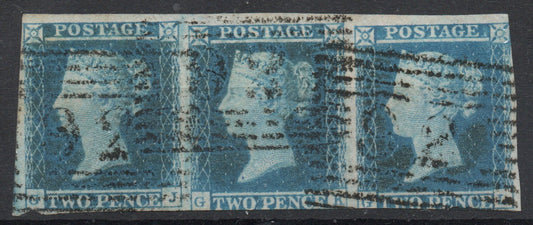 GB QV 1841 SG15 ES15 Plate 4 Strip of 3 GJ-GL Margins as seen 