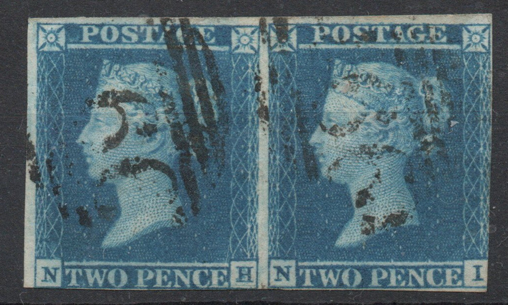 GB QV 1841 SG14 ES12 Plate 3 Pair NH-NI Margins as seen