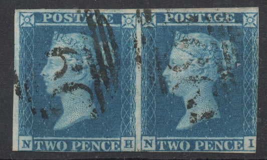GB QV 1841 SG14 ES12 Plate 3 Pair NH-NI Margins as seen