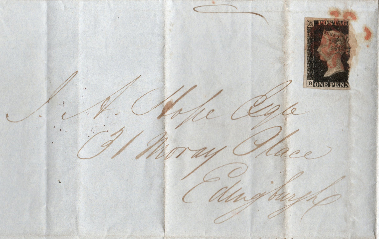 GB QV Nov 1840 Entire bearing just over one half of SG1 !