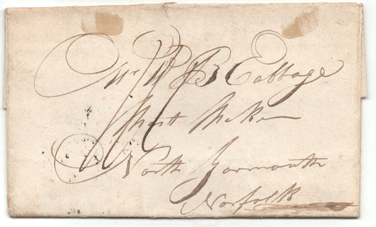 GB 1823 Entire to Norfolk. No obvious chargeable rate. Dated Liverpool, April 16th, 1823,