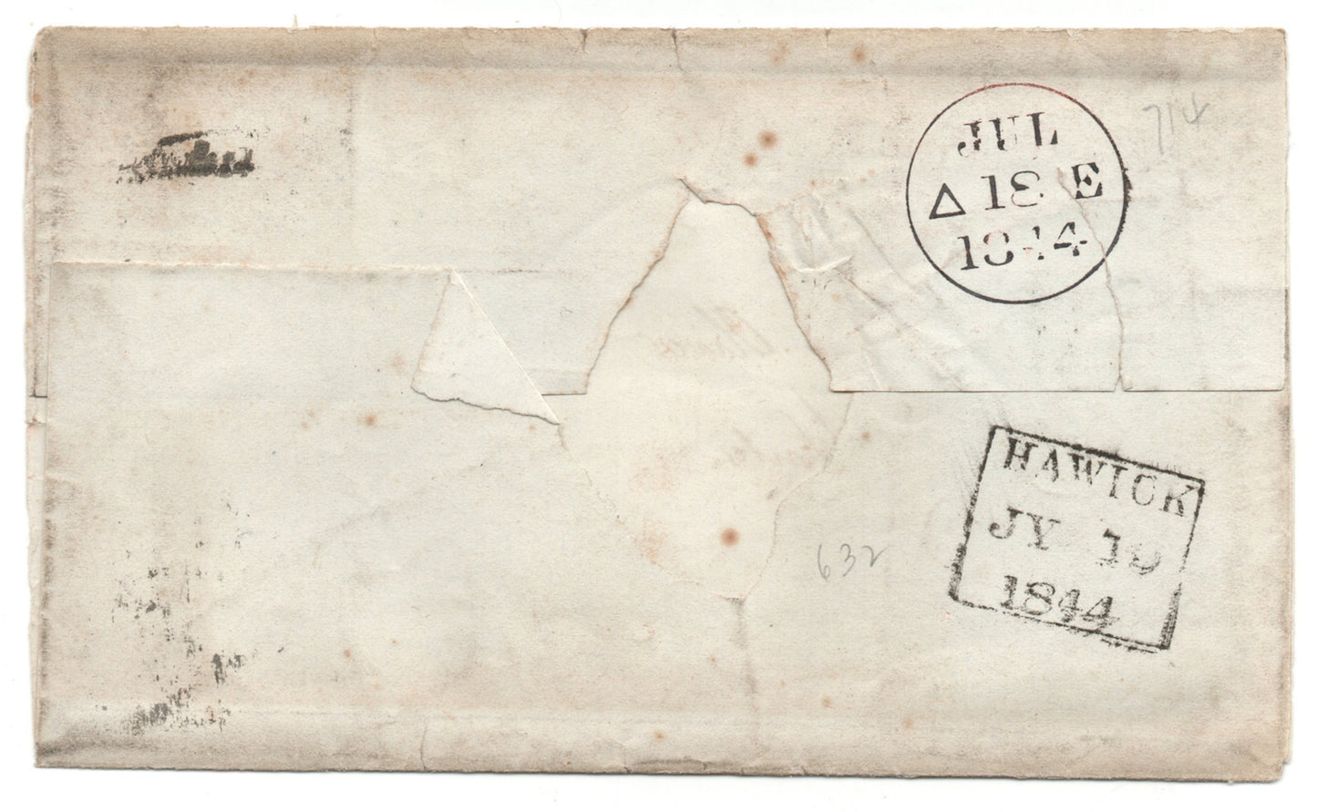 GB 1844 Wrapper bearing  2 x 1d reds (QH-QI) (Plate 36). Cancelled with Aberdeen barred obliterator.(AK35)