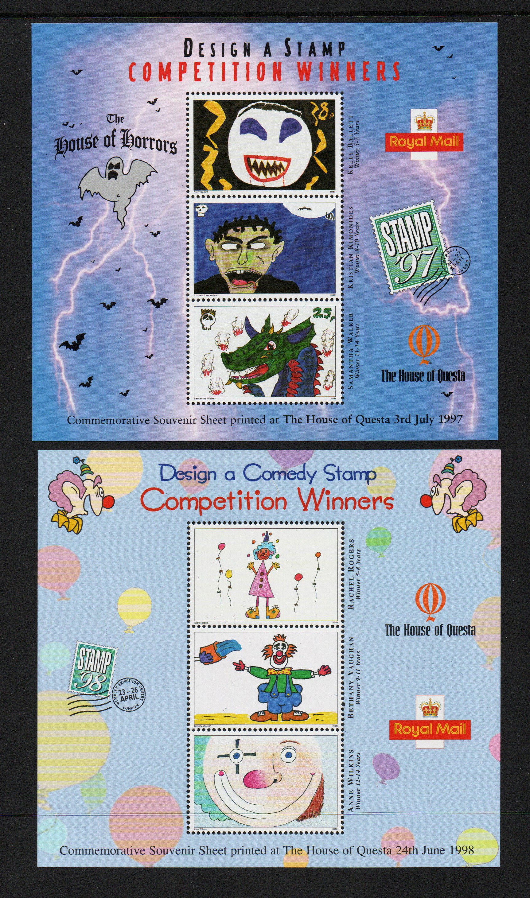 GB 1997 &amp; 1998 Children's Stamp Competition Winners U/M MNH