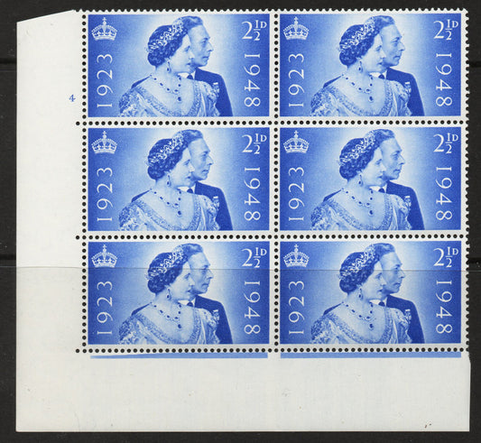GB KGVI SG493 RSW 2½d in Cyl Cylinder 4 no dot Block of 6 Unmounted Mint (AL9)