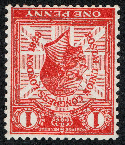 GB KGV SG435Wi, 1d scarlet WMK INVERTED, NHM U/M. Seldom seen Unmounted Mint