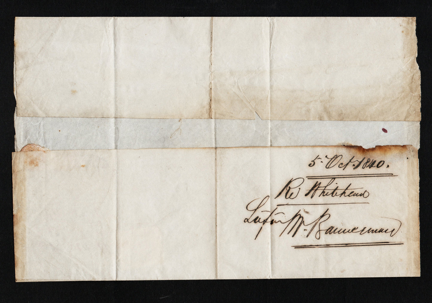 GB QV 5th Oct 1840 Penny Black SG2 Plate 4 AS23 Q - I 4 Margins Light Red M/C on Wrapper to Bury. Single Line Address. Clear Manchester Date Stamp (AM1058)