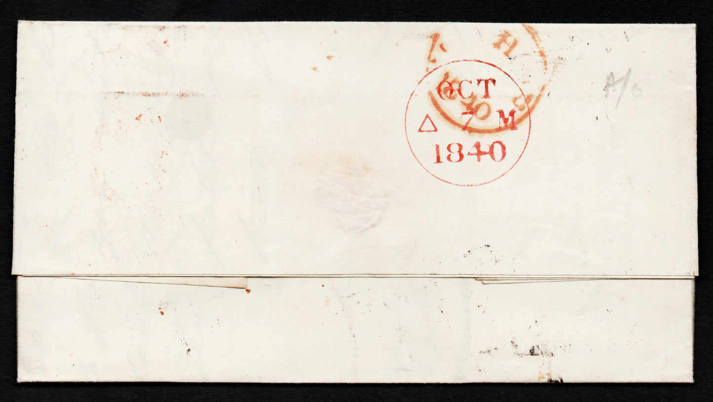 GB QV 6th Oct 1840 SG1 Plate 6 AS4. A - F.  Light Red M/C on Wrapper to Poole, Dorset. Single Line Address. (AM1059)