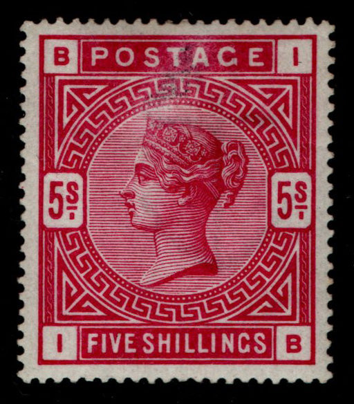 GB QV SG181 5/- Crimson. U/M but slight surface Rub above Head