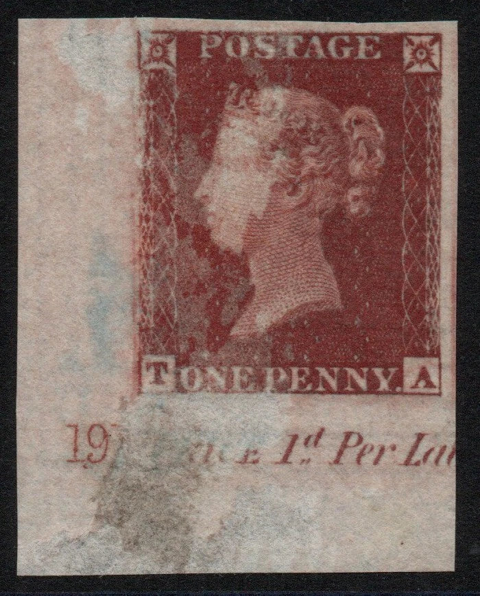 GB QV 1d Plate 191 Imprimatur (TA) in Brown/Red Corner, see description (AM1216)