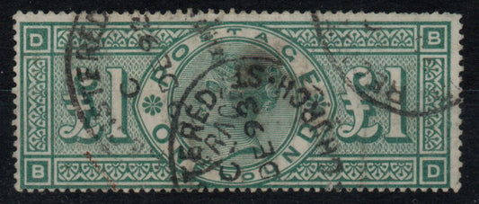 GB 1891 QV SG212 £1 Green Crowns Wmk B-D (AM1217)
