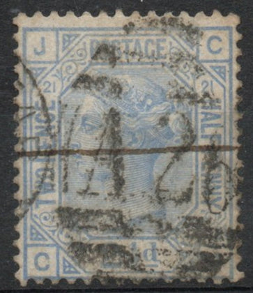 1880 GB QV SG142 2½d Blue Plate 21 Used in Gibraltar (C-J)  