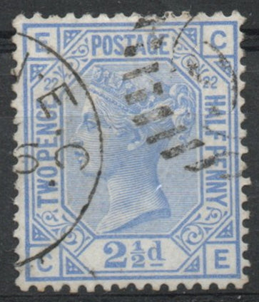 1880-83 GB QV SG157 2½d Blue Plate 22. (C-E)