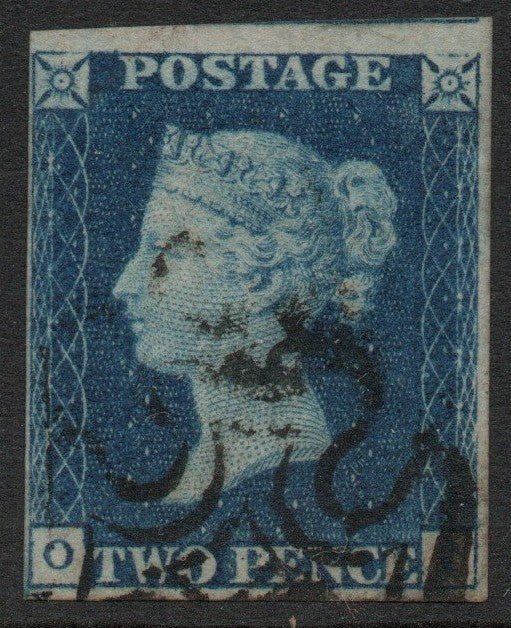 GB 1840 SG4 Plate 1 2d Deep Blue (O-F) Black M/C Margins as seen