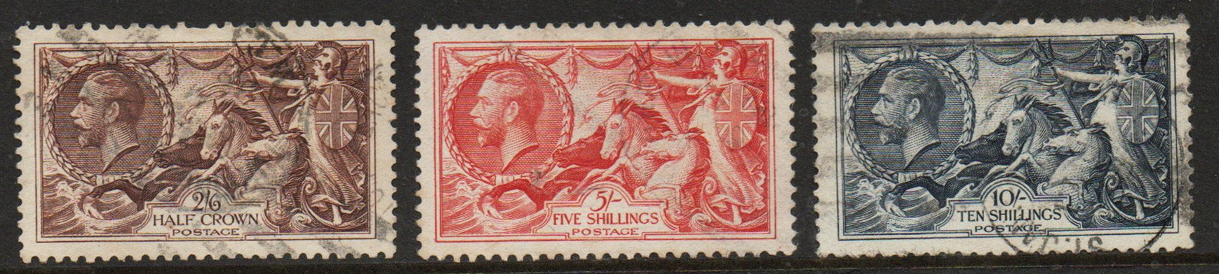 1934 KGV Re-engraved Seahorses SG450-452 Good Used