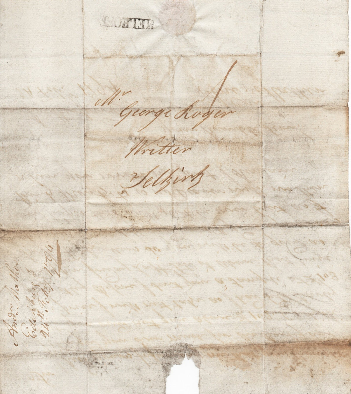 GB 1794 Entire bearing straight Line "MELROSE" Handstamp