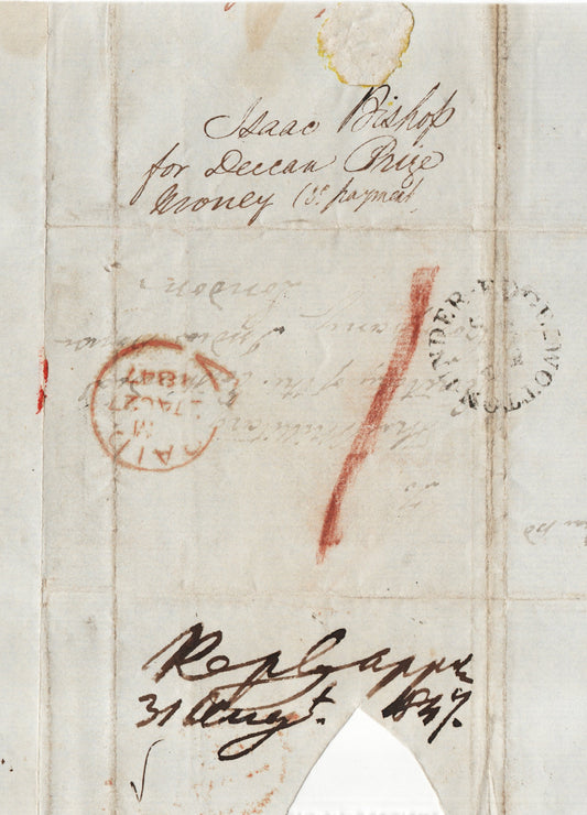 GB 1847 Entire regarding Spoils of War. Return address....Details below (AM1572)