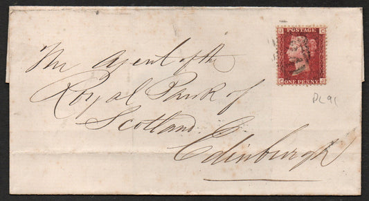 1867 Wrapper Knaresborough-Edinburgh to The Agent of Royal Bank Scotland 