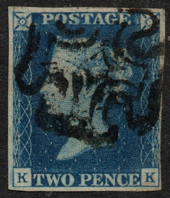 GB QV 1840 2d Blue SG4 Plate 2 4 Good Margins NW Frame Break &amp; Extended