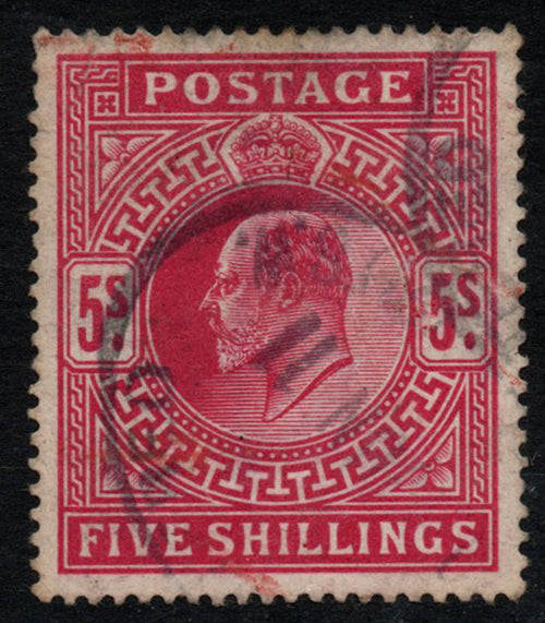 GB 1902 KGVII SG263 5/ Bright Carmine Very Fine Used, Clean Back&nbsp;