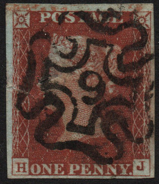 GB QV 1841 SG8m with No 9 in Cross H-J.  4 Margins