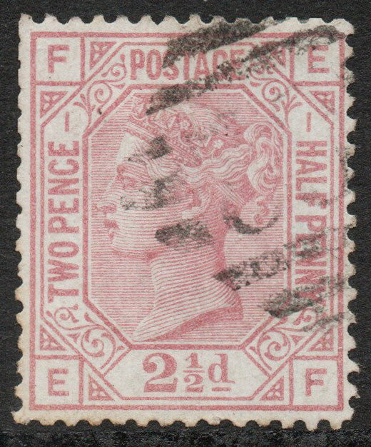 GB QV 1873 SG139 2½d Rosy Mauve White Paper Plate 1 E-F VFU (AM561)