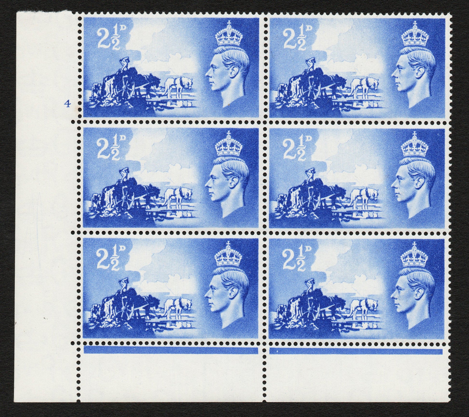 1948 SG C2  2½d Channel Islands Cyl Cylinder 4 No Dot perf type 6B U/M 