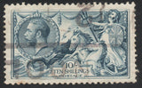 1915 GB KGV SG412 DLR 10/- Blue Seahorse. Very Fine Used,  (AM663)