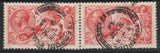 1913  GB KGV SG401 5/- Waterlow Seahorse PAIR Liverpool Postmark (AM577)