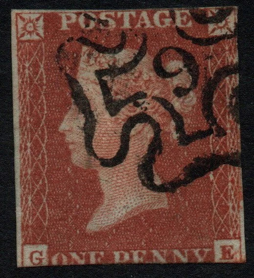 GB 1841 QV SG8m 1d Red with 9 in Maltese Cross