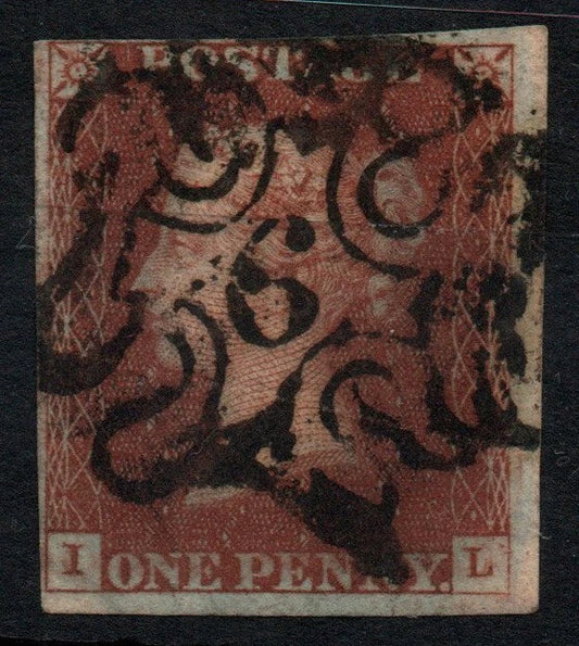 GB 1841 QV SG8m 1d Red with 6 in Maltese Cross. 