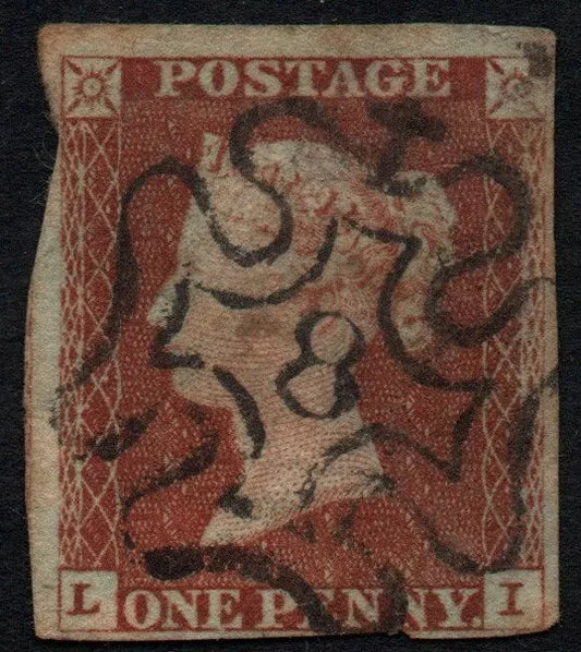 GB 1841 QV SG8m 1d Red with 8 in Maltese Cross.