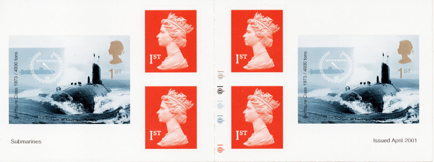 GB QEII 2001 Submarines Cylinder self adhesive stamp booklet  Perfect U/M