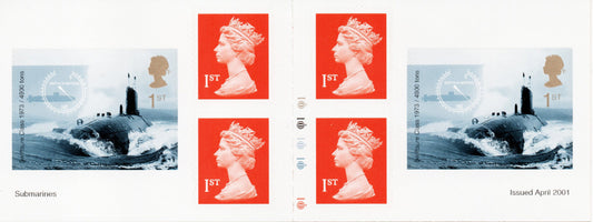 GB QEII 2001 Submarines Cylinder self adhesive stamp booklet  Perfect U/M