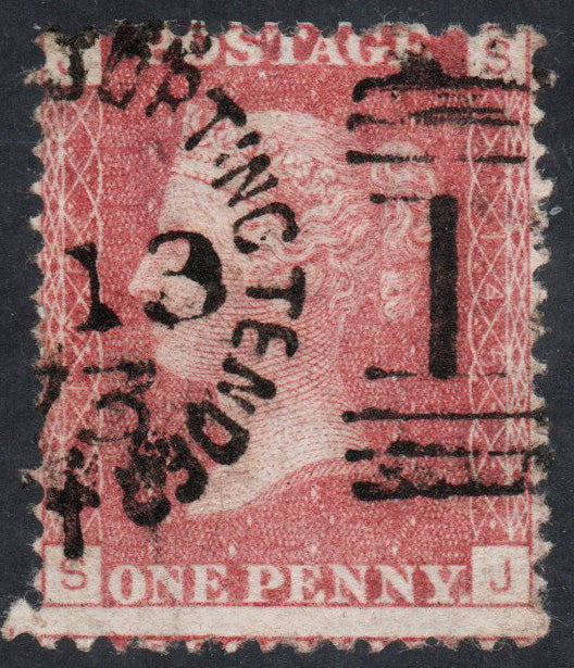 GB QV 1858 SG43/44 1d Red Plate 145 with clear "Sorting Tender" Postmark (AM616)