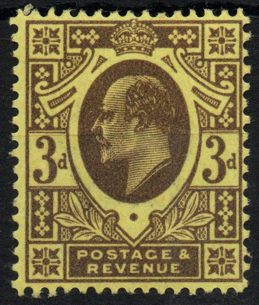 GB 1911 KEVII SG285 3d Purple Lemon Unmounted Mint Perf 15x14&nbsp;