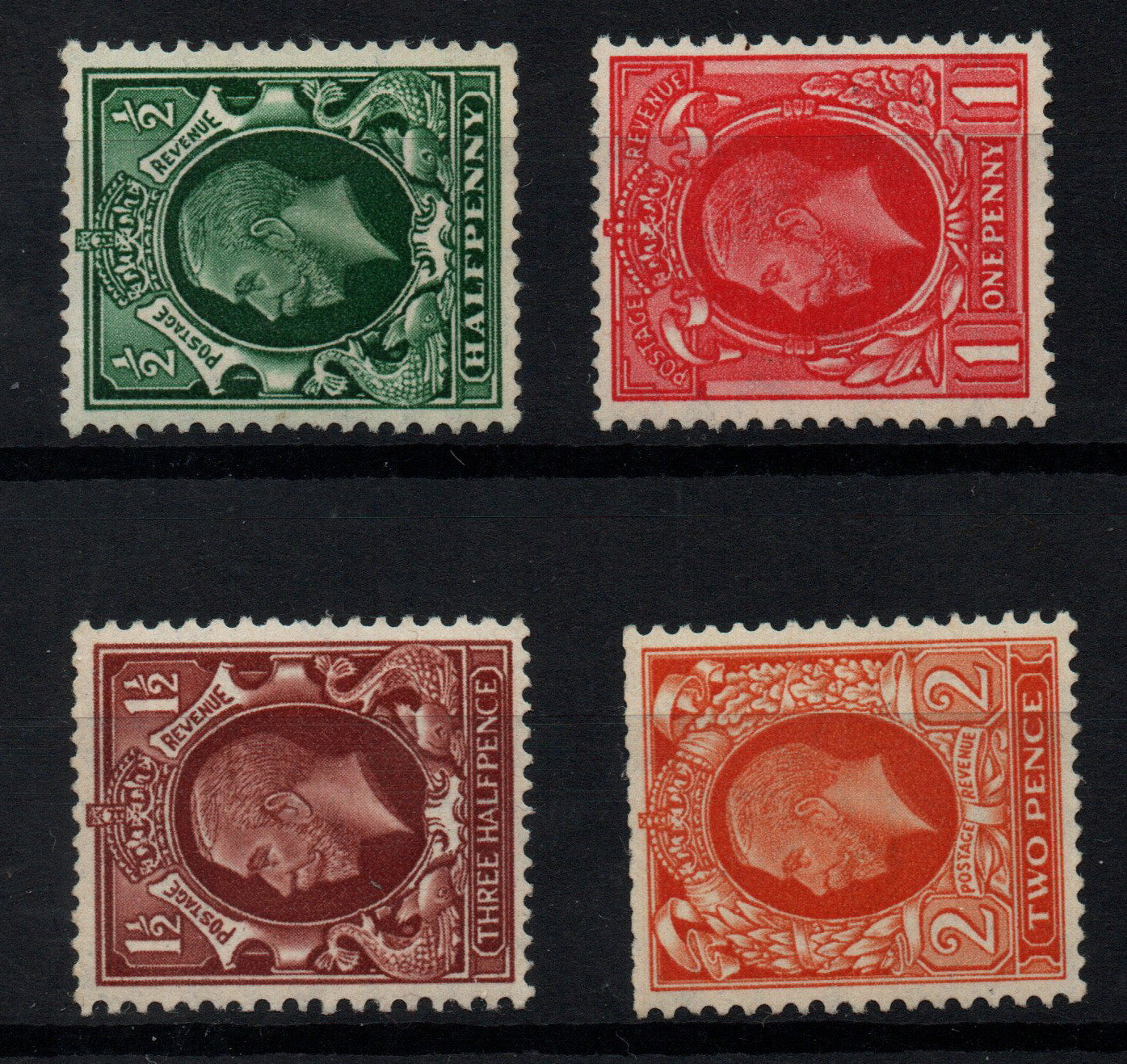 &nbsp;KGV Photogravure Small Format Sideways Watermark SG439a-442b Set x 4 Lightly Mounted Mint