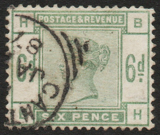 GB QV SG194 6d dull green Used Well Centred Good Perfs Squared Circle PM(AM723)