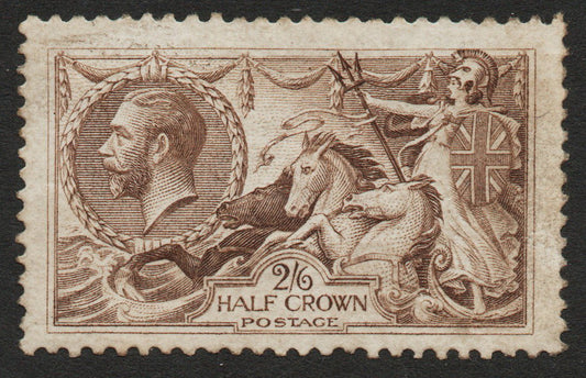 1918 GB KGV SG413a 2/6d Olive-Brown Seahorse Looks Mint, but scuffed