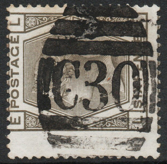GB QV SG147 6d Grey Plate 17 L-E with fine C30 Valparaiso (Chile) P/M (AM736)