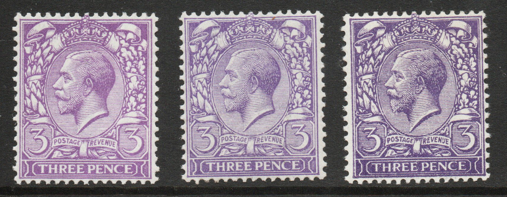 GB KGV 1912 SG374, 375 &amp; 376 (Left to Right) All Unmounted Mint