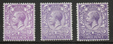 GB KGV 1912 SG374, 375 & 376 (Left to Right) All Unmounted Mint (AM738)