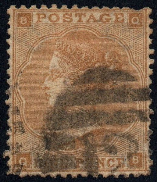 GB QV 1862 SG86 9d Bistre (Plate 2), Q-B. Good used