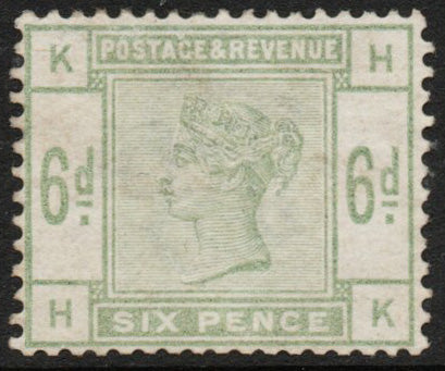 GB QV SG194 6d Dull Green H-K Mint No Gum
