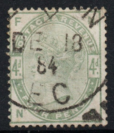 GB QV 1884 SG 192 4d dull green. Fine London CDS