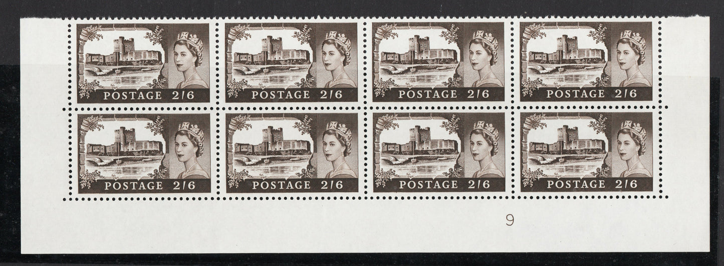 GB 1967-68 SG759 2/6d Blk/Brown Bottom 2 rows of Sheet with Cyl No. U/M
