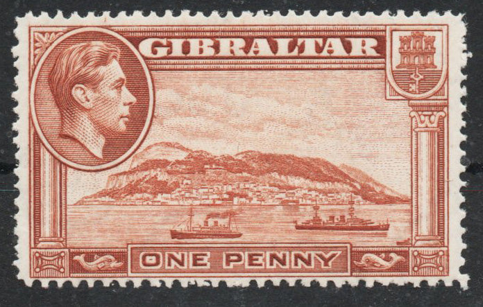 Gibraltar 1938-51 SG122 1d Yellow-Brown Perf 14 Unmounted Mint (AM792)